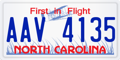 NC license plate AAV4135
