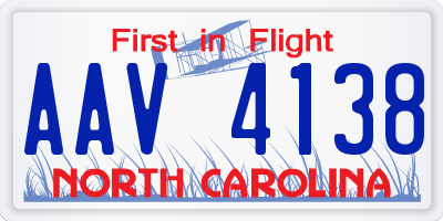 NC license plate AAV4138