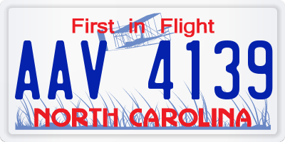 NC license plate AAV4139