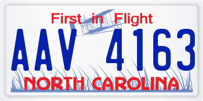 NC license plate AAV4163