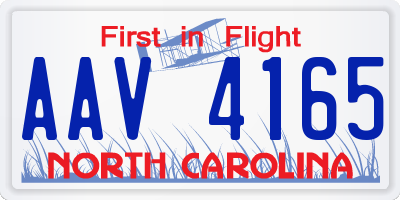 NC license plate AAV4165