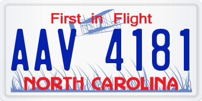 NC license plate AAV4181