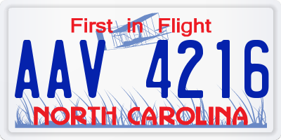 NC license plate AAV4216