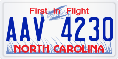 NC license plate AAV4230