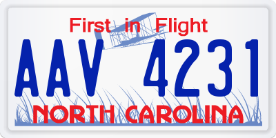 NC license plate AAV4231
