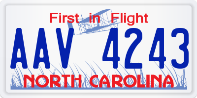 NC license plate AAV4243