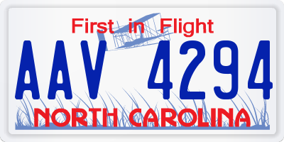 NC license plate AAV4294