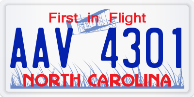 NC license plate AAV4301