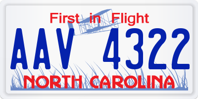 NC license plate AAV4322