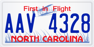 NC license plate AAV4328