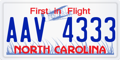 NC license plate AAV4333