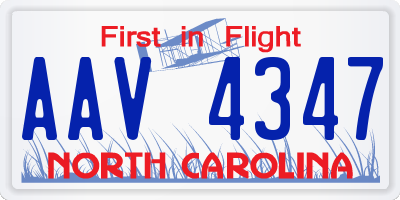NC license plate AAV4347