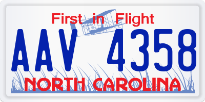 NC license plate AAV4358
