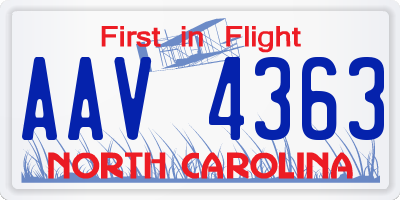 NC license plate AAV4363
