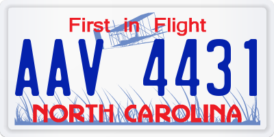 NC license plate AAV4431
