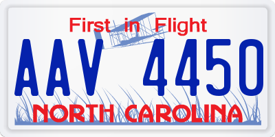 NC license plate AAV4450