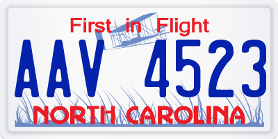 NC license plate AAV4523