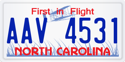 NC license plate AAV4531