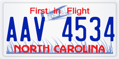 NC license plate AAV4534