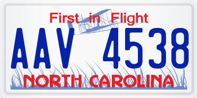 NC license plate AAV4538