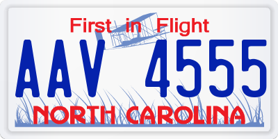NC license plate AAV4555