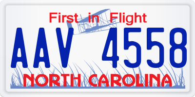 NC license plate AAV4558