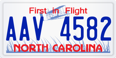 NC license plate AAV4582