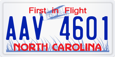 NC license plate AAV4601