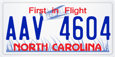 NC license plate AAV4604