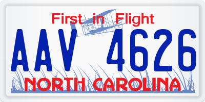 NC license plate AAV4626