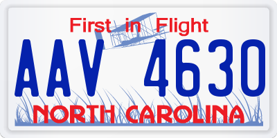 NC license plate AAV4630