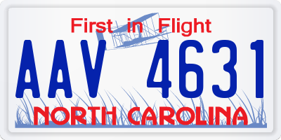 NC license plate AAV4631