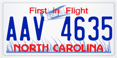 NC license plate AAV4635