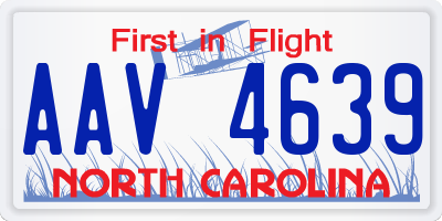 NC license plate AAV4639