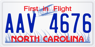 NC license plate AAV4676
