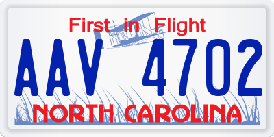 NC license plate AAV4702