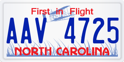 NC license plate AAV4725