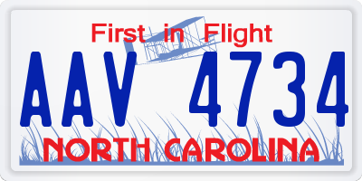 NC license plate AAV4734