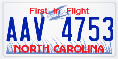 NC license plate AAV4753