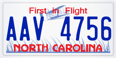 NC license plate AAV4756