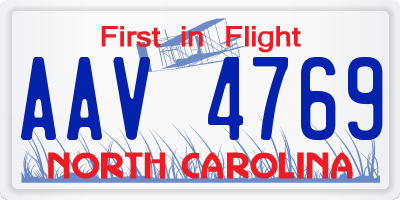 NC license plate AAV4769