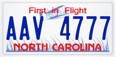 NC license plate AAV4777