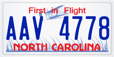NC license plate AAV4778