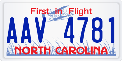 NC license plate AAV4781