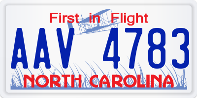 NC license plate AAV4783