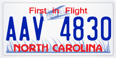 NC license plate AAV4830