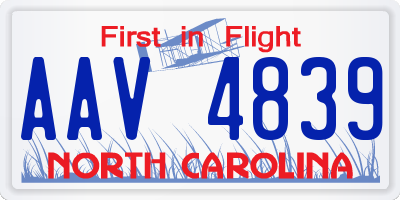 NC license plate AAV4839