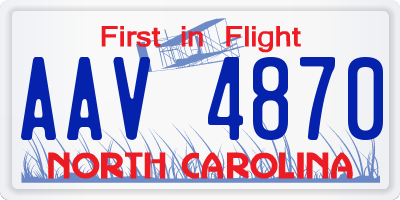 NC license plate AAV4870