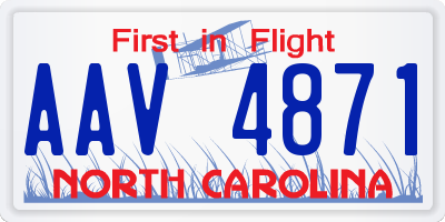 NC license plate AAV4871
