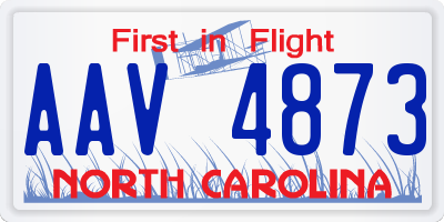 NC license plate AAV4873